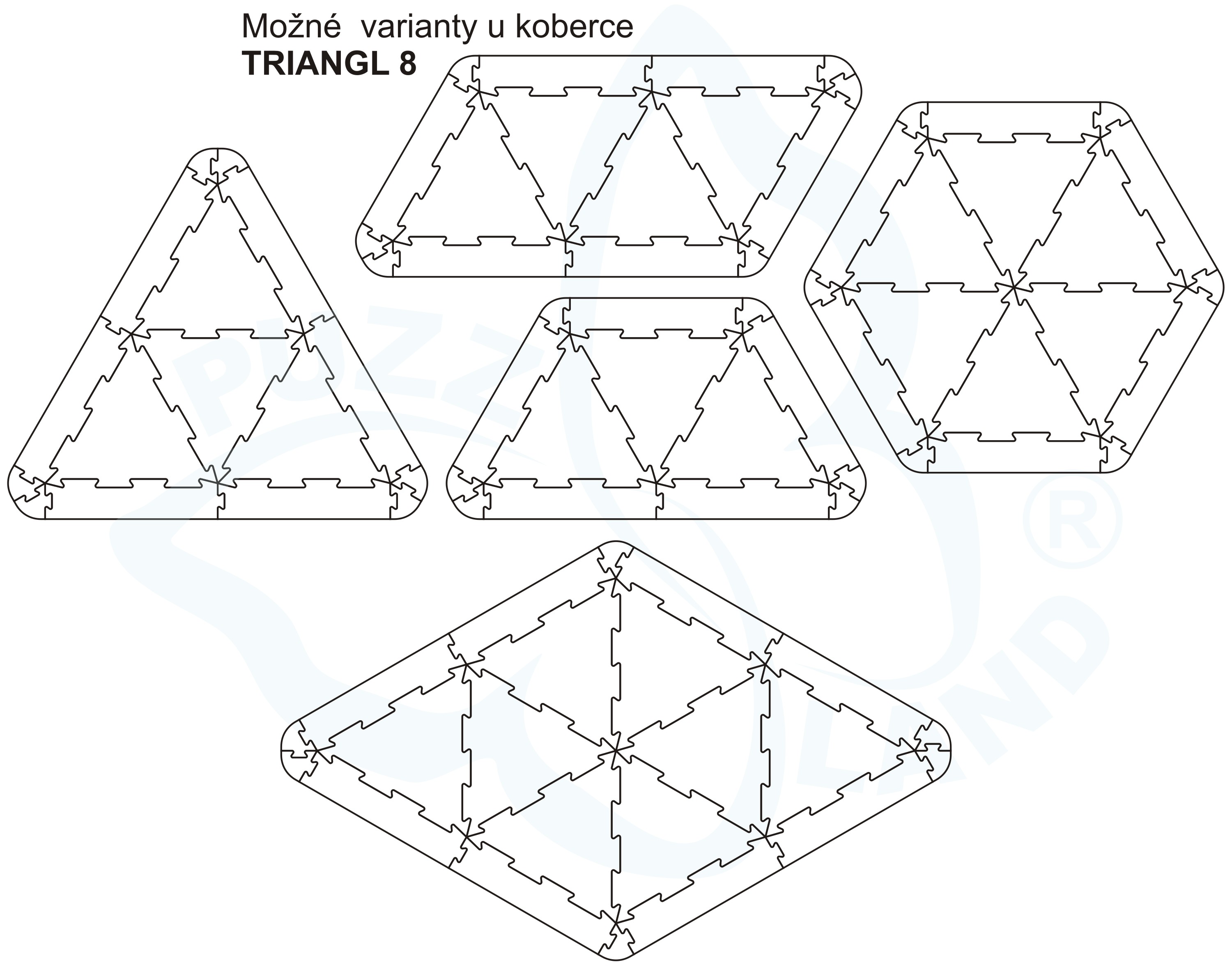 Pěnový koberec TRIANGL 8 barevný